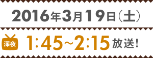 2016年3月19日（土）深夜1時45分 ～2時15分放送！